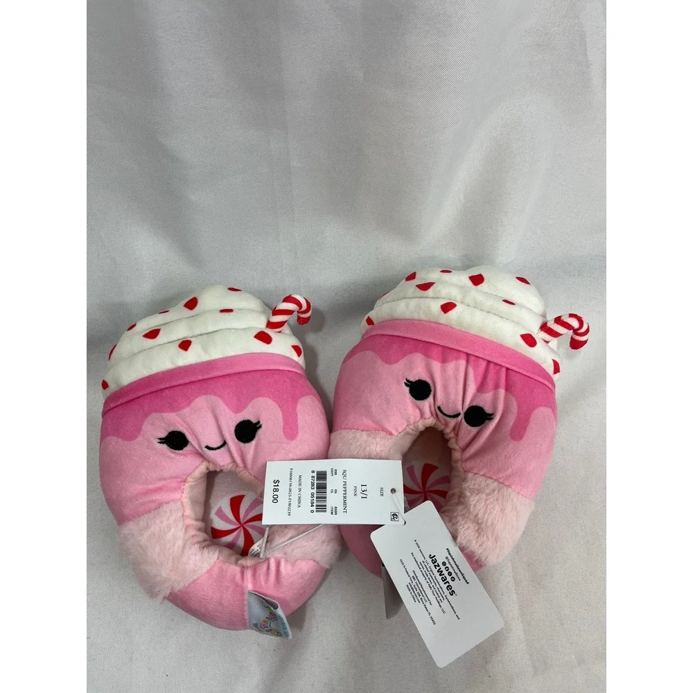 Squishmallows‎ Peppermint Pink Milkshake Plush Slippers Kids Size 13/1 Jazwares